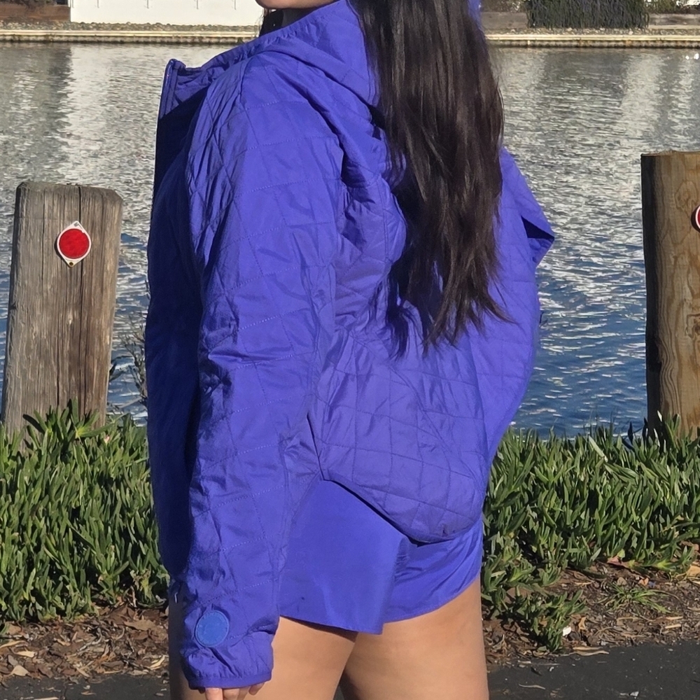 Fabletics Vibrant Purple Puffer Jacket + Shorts Set - Picture 3 of 7